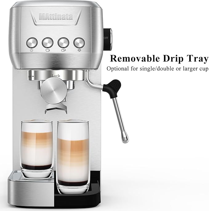 MAttinata Espresso Coffee Machine, Compact Espresso Maker 20 Bar, Stainless Steel Cappuccino Machines With Steam Milk Frother For Home Barista, Office Mattino