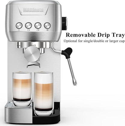 MAttinata Espresso Coffee Machine, Compact Espresso Maker 20 Bar, Stainless Steel Cappuccino Machines With Steam Milk Frother For Home Barista, Office Mattino