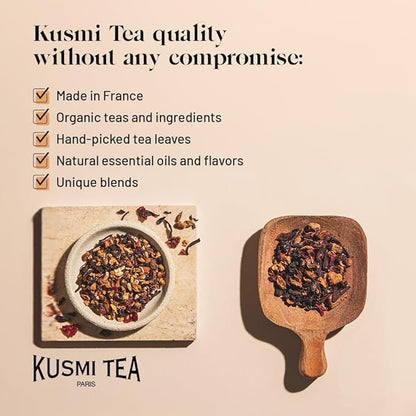 Kusmi Tea - Vanilla Rooibos - Organic Flavored Rooibos Tea - Rooibos based Herbal Tea with Vanilla Flavor - Caffeine Free - Enjoy Hot or Iced - Loose Leaf Tea - Tin Box of 3.5 oz for about 50 cups