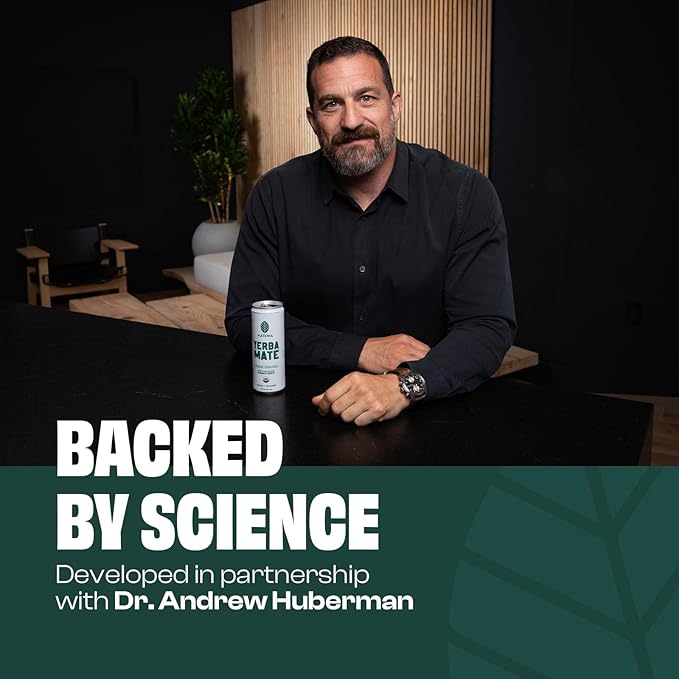 Mateina Yerba Mate Zero Sugar Energy Drink – 120mg Natural Caffeine – Organic, Non-GMO, Non-Carbonated – Dr. Andrew Huberman Recommended – 12 Pack (12oz Cans) (12 Pack, Lemon Original)