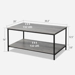 Load image into Gallery viewer, SENIG 2-Tier Coffee Table with Storage Shelf for Living Spaces, Grey Oak Rectangle Wood and Sturdy Metal Side End Table, Functional Center Table for Living Room, 39.3 x 20 x 16