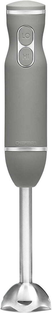 Chefman Immersion Stick Hand Blender with Stainless Steel Blades, Powerful Electric Ice Crushing 2-Speed Control Handheld Food Mixer, Purees, Smoothies, Shakes, Sauces & Soups, Grey