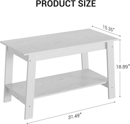 31.5 Inch Coffee Table with 2-Tier Storage – Modern Industrial Farmhouse Coffee Table for Living Room, Compact Durable MDF & Particle Board, Easy Assembly, Black Center Table for Living Room or Office