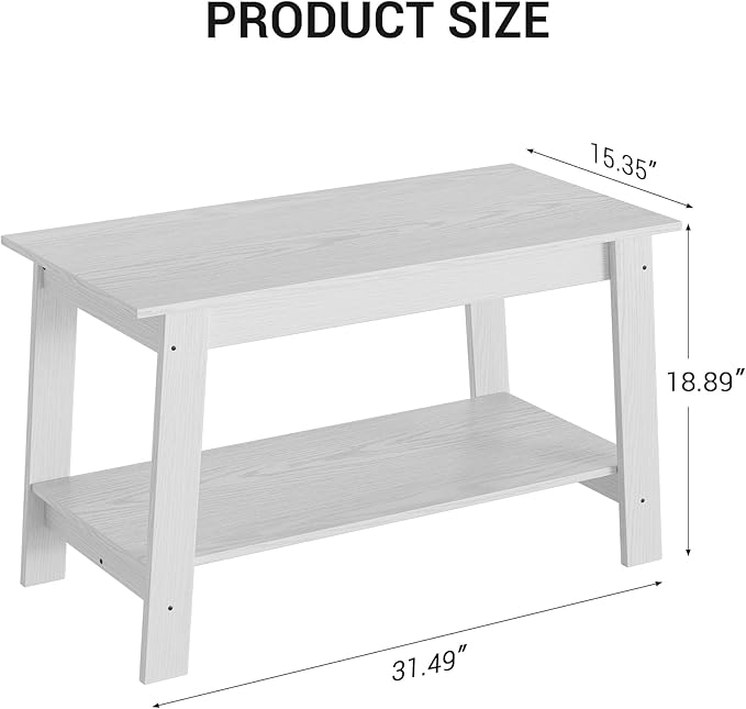 31.5 Inch Coffee Table with 2-Tier Storage – Modern Industrial Farmhouse Coffee Table for Living Room, Compact Durable MDF & Particle Board, Easy Assembly, Black Center Table for Living Room or Office