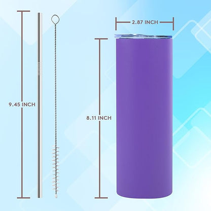 Dongni Skinny Tumbler with Lid 20 oz Stainless Steel Vacuum Insulated Double Wall Travel Coffee Water Tumblers Cup (Mix 16pack)