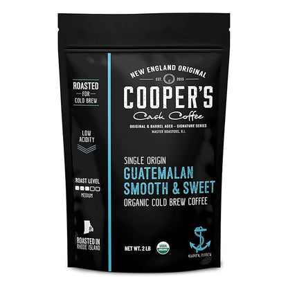 Guatemala Organic Cold Brew Coffee, Single Origin, Gourmet Beans, Tasting Notes of Milk Chocolate, Creamy Caramel & A Hint of Orange, Medium Roast Coarse Ground Beans, 2 lb Coffee Bag