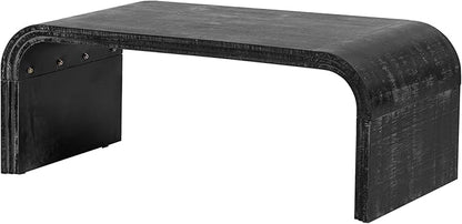 Bellemave Modern Coffee Table with Curved Art Deco Design Center Sofa Table Minimalist Cocktail Wooden Table for Living Room, Antique Black