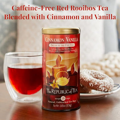 The Republic of Tea — Cinnamon Vanilla, Dream by the Fire Tea, 36 Tea Bags, Caffeine-Free