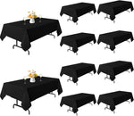Load image into Gallery viewer, 10 Pack Black Rectangle Table Cloth, 60 x 102 Inch Tablecloths for 6 Foot Tables, Wrinkle Resistant Polyester Washable Table Cover for Banquet, Restaurant, Parties