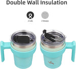 Load image into Gallery viewer, 10 oz Tumbler with Handle and 2 Straw 2 Lid, Insulated Water Bottle Stainless Steel Vacuum Cup Reusable Travel Mug, Mint
