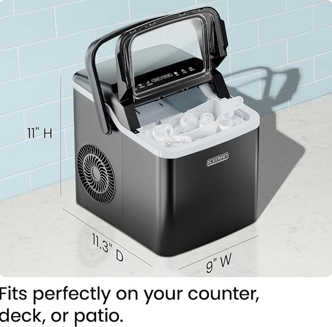 ICEMAN Dual-Size Ice Maker Countertop - Portable Ice Machine, Large and Small Ice Machine Maker with Self Cleaning, 9 Cubes in 7 Mins, 22lbs/24hrs, for Home, Kitchen, Office, Party, Ice Scoop Included