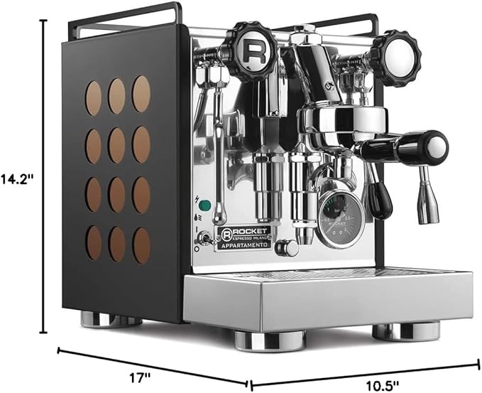 Rocket Espresso Appartamento Nera Espresso Machine and Eureka Mignon Notte Grinder Bundle (Copper)