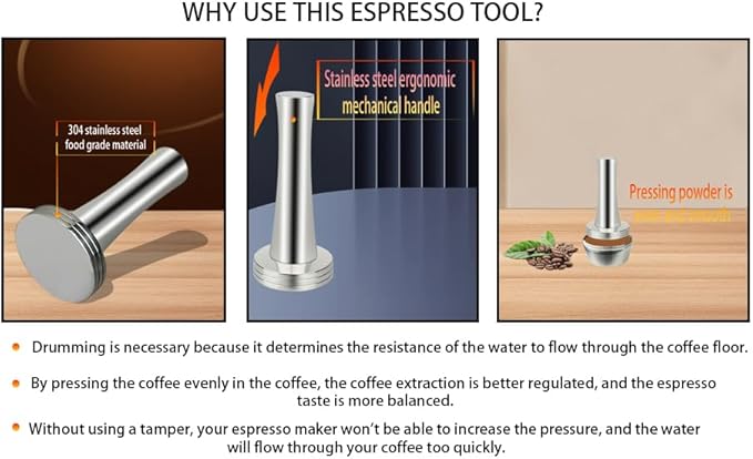 Coffee Tamper 39mm 40mm, Espresso Tamper 39mm 40mm, 39mm 40mm 304 Stainless Steel Espresso Coffee Tamper with Mat