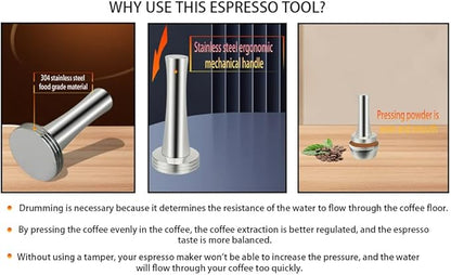 Coffee Tamper 39mm 40mm, Espresso Tamper 39mm 40mm, 39mm 40mm 304 Stainless Steel Espresso Coffee Tamper with Mat