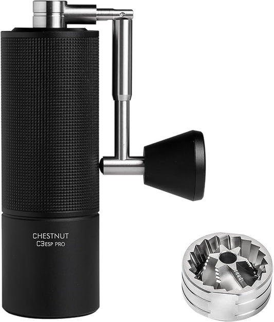 TIMEMORE Chestnut C3 ESP Pro Manual Coffee Grinder, Stainless Steel S2C Conical Burr Hand Coffee Grinder with Foldable Handle, Adjustable Grind Setting for Espresso and Pour Over - Black