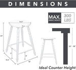 Load image into Gallery viewer, chairus 24" White Backless Counter Height Bar Stools Set of 2, Farmhouse Wooden Counter Stools with Round Seat &amp; Turned Legs, Rustic Vintage Colonial Short Bar Chairs for Kitchen Island