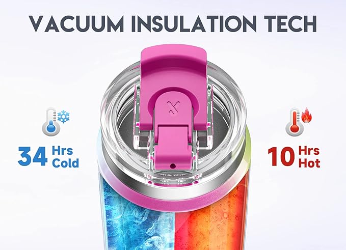 Meoky 40oz Tumbler with Handle, Stainless Steel Travel Mug with 2-in-1 Straw and Sip Lid, Vacuum Insulated Coffee Mug, 100% Leak Proof, Keeps Cold for 34 Hours or Hot for 10 Hours (Carnival)