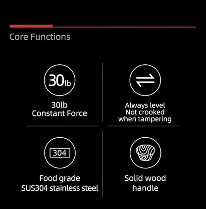 Coffee Expresso Hand Tamper Wooden Handle 3 Spring Loaded Calibrated 30lbs Sound Feedback for Espresso Machine 51mm