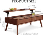 Load image into Gallery viewer, 100% Solid Oak Lift Top Coffee Table, Wood Coffee Table with Hidden Compartment and Drawers - Coffee Tables for Living Room (Walnut Color, 47.2 inch)