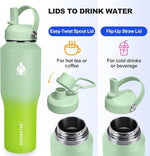 Load image into Gallery viewer, SENDESTAR 32oz Water Bottle Wide Mouth Stainless Steel Vacuum Insulated Double Wall with 2 Straw Lids Fit in Any Car Cup Holder TXIN-32-GG-1