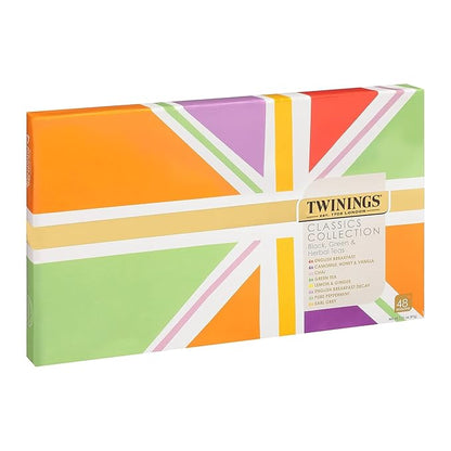 Twinings Tea Classics Collection Gift Box Variety Sampler, 48 Tea Bags (Pack of 1), Enjoy Hot or Iced, Includes Black, Herbal, Green, & Chai Teas