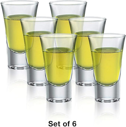 Bormioli Rocco Dublino Collection Shot Glasses - Set of 6 Clear Shot Tumblers With Heavy Base – 2-Ounce Shooter Glass For Spirits & Liquors – Classic European Design Drinkware For Bar, Pub & Home Use