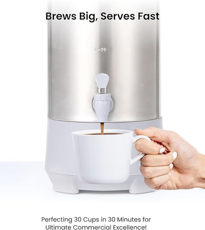 SYBO Commercial Grade Stainless Steel Percolate Coffee Maker Hot Water Urn for Catering, 30-Cup, 3.5L, Grey