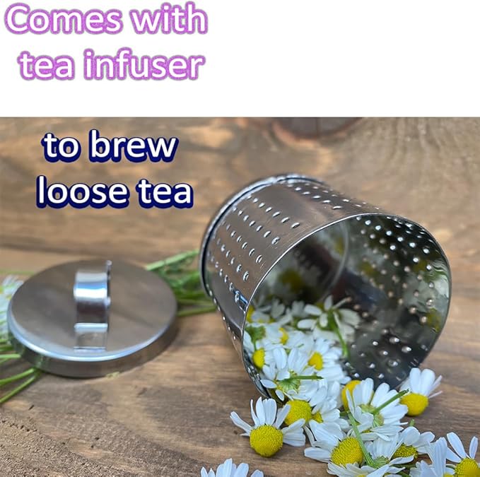 Vintage Turkish Teapot Tea Pots Kettle Set for Stovetop Stove Top Decorative Infuser Party Cups Glasses Floral Unique Boiler Samovar Strainer Loose Leaf Kitchen Style Enamel Decor (White-Blue)