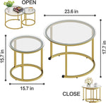 Load image into Gallery viewer, aboxoo Gold Nesting Coffee Table Set of 2, Small Glass Round Nesting Tables for Living Room Bedroom, Accent Tea Table with Metal Frame Modern Industrial Simple