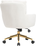 Load image into Gallery viewer, Flannel Office Chair Vanity Chair Comfy Home Office Desk Chairs with Lumbar Support, Modern Plush Fabric Desk Gold Legs Swivel Task for Home Office Bedroom Study White Upgraded Version