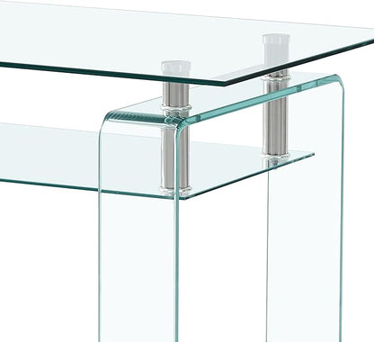 Glass Coffee Table for Living Room, Modern Rectangle All Tempered Glass Table 8mm Clear Transparent Top Home Furniture for Small Space Bearing 220LB