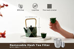 Load image into Gallery viewer, Toptier Cast Iron Teapot, Stovetop Safe Japanese Cast Iron Tea Kettle, Diamond Design Tea Pot with Removable Infuser for Loose Tea, 40 Ounce (1200 ml), Dark Green