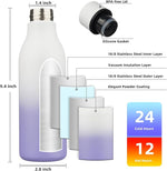 Load image into Gallery viewer, BJPKPK Insulated Water Bottle, 18 oz, Stainless Steel | Leak Proof | Pack of 2 | Lilac Elegance | With Strap