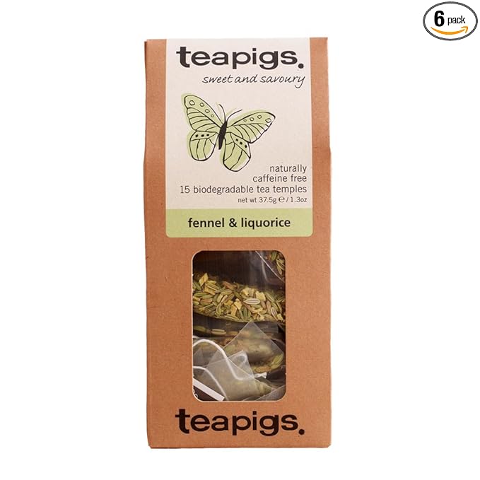 Teapigs Fennel & Liquorice Herbal Tea Bags Made With Whole Leaves (6 Packs of 15 Tea bags)