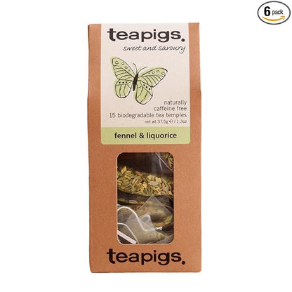Teapigs Fennel & Liquorice Herbal Tea Bags Made With Whole Leaves (6 Packs of 15 Tea bags)
