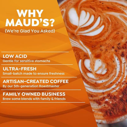 Maud's Pumpkin Spice Latte Flavored Coffee Pods, 36 ct, Medium Roast Flavored Coffee in Recyclable Single Serve Pods – 100% Arabica, Compatible with Keurig K Cups Maker