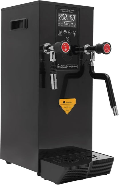12L Commercial Electric Milk Frother 3000W 110V Steam Boiling Water Machine Modern Milk Foam Machine with LED Display Multi-Purpose Hot Water Dispenser for Espresso Coffee Milk Tea (Black)