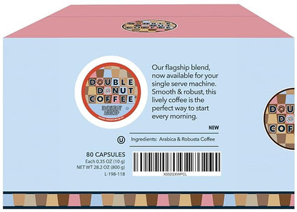 Double Donut Donut Shop Coffee Pods, Coffee Pods Donut Shop Medium Roast Blend, Single-Serve Pods for Keurig K Cup Brewer Machines, 80 Count Value Pack