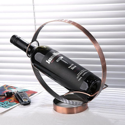 Metal Single Tabletop Wine Rack – Freestanding Countertop Decorative Wine Bottle Holder, Unique Wine Gifts and Accessories for Wine Lovers (2PCS Oil Rubbed Bronze)