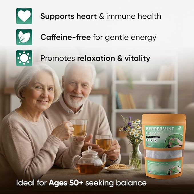 TeaDreamTea Peppermint Tea Bags - Alleviates Digestive Discomfort | Herbal Tea - Healthy Tea | Aromatic & Caffeine Free Tea - Bulk Tea Bags (50 Teabags)