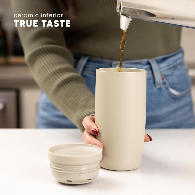 Simple Modern Travel Coffee Mug Tumbler with 360° Lid | Ceramic-Lined Insulated Stainless Steel Cold Brew Iced Coffee Cup | Gifts for Women Men Her Him | Voyager Signature | 12oz | Nantucket Tides