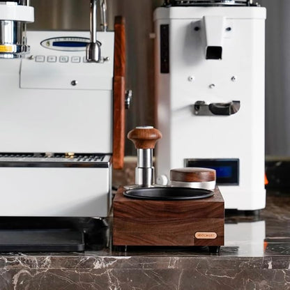 watchget Knock Box Wooden Knock Box with tamper station Espresso tamping station,Coffee Organizer Box Fit for Storage 51/54/58MM Tamper, Distributor Coffee Dump Bin Wood Espresso Accessories