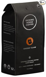Load image into Gallery viewer, Kicking Horse Coffee Grizzly Claw, Dark Roast, Ground, Certified Organic, Fairtrade, Kosher, Black, 60 Oz, Pack of 6