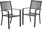 Load image into Gallery viewer, PHI VILLA Outdoor Dining Chairs Set of 2, Stackable Black Metal Wrought Iron Chairs, All Weather Dining Furniture for Patio, Deck, Proch, Backyard