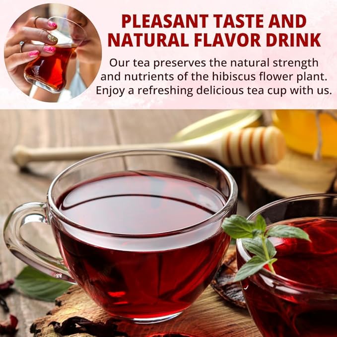 VIDA FARM 75 Hibiscus Tea Bags, Natural Dried Hibiscus Flowers Tea Bags, Roselle Hibiscus Sorrel Tea Jamaica Roselle Tea, No Sugar, No Caffeine, No Gluten