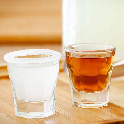 Restaurantware Otto 1 Ounce Shot Glasses Set Of 6 Paneled Whiskey Shot Glasses - Fine-Blown Heavy Base Dishwasher-Safe Clear Glass Shot Glass Set Chip-Resistant For Whiskey Tequila or Vodka