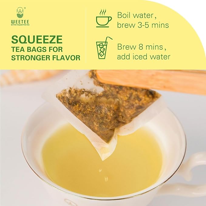WT WEETEE Lemon & Ginger Herbal Tea, 100% Natural Ingredients, Made With Lemongrass, 100 Count Caffeine-Free Tea Bags