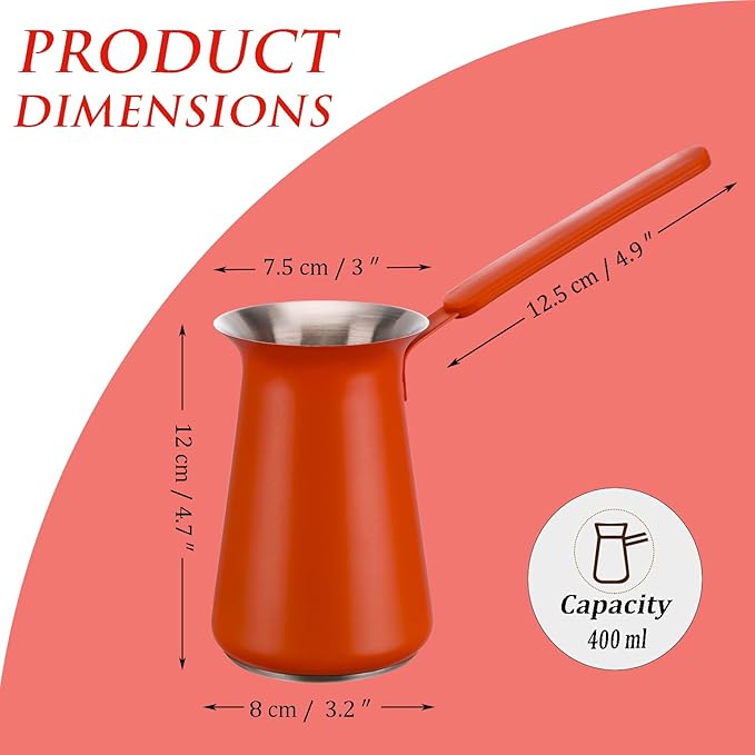 Turkish Coffee Pot - Coffee Maker, Briki Greek Turkish Pot, Arabic Tea Pot, Cezve/Ibrik Coffee Pot for Stovetop(400 ml,Serves 5)