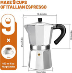 Load image into Gallery viewer, 9 Cup Aluminum Espresso Stovetop Moka Pot Express Coffee Maker Percolator Italian Classic Mocha Coffee Machine for Italian and Cuban Cafe Brewing for Home &amp; Camping 450ml 15oz