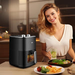 Load image into Gallery viewer, ASZ 5qt Air Fryer Compact Knob Black for dorm office - 4.7L Airfryer with Window 1400W Visual Basket - Non-Stick Pan, Manuel Control Max 60s Timer &amp; 400℉ Kitchen Airfry Countertop Gift